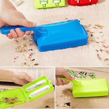 DHRUVINSRI Plastic Handheld Carpet Roller Brush Cleaning with Dust Crumb Collector, Wet, and Dry Brush