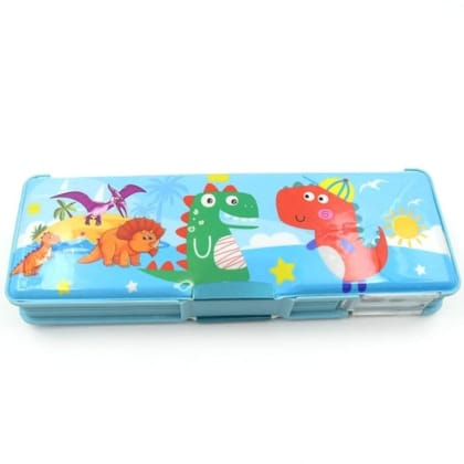 DHRUVINSRI 4570 Double Sided Magnetic Geometry Box Pencil Box with Calculator and Sharpener for Boys Art Plastic Pencil Box for Girls and Boys