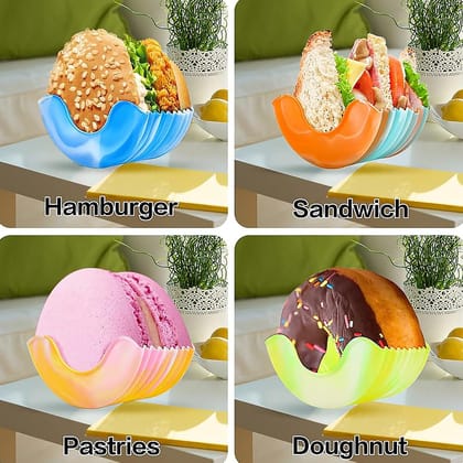 DHRUVINSRI Silicone Burger Holder Snack Holder Reusable Burger Holder