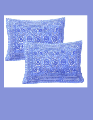 DHRUVINSRI Combed Cotton King Bed Size Bedsheet Set 90*108 inches with 2 Pillow Covers, Luxury Floral Print-Blue Color