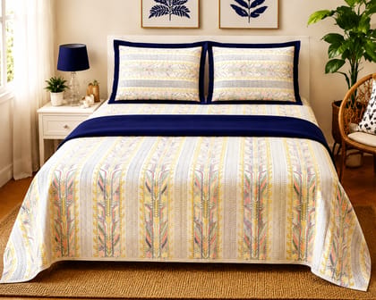 DHRUVINSR  Luxury Kantha Hand Block Print SuperKing Size Bedheet Set with 2 Pillow Covers, Natural Pure Cotton,108 * 108 inches, 274*274 cms & 9 * 9 ft, AZOFREE