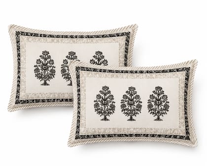 DHRUVINSRI Elegant Hand Block Print  Cotton King Size Bed Bedsheet 90 * 108 with 2 Pillow Covers, 220TC ,Flora Print , Natural Premium Fabric, Fast Colour- Ivory Grey