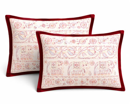  DHRUVINSRI Kantha Pure Cotton Super King Size Bed Bedsheet 108*108 with 2 Pillow Covers,, compatible size 9 * 9 ft- Light Pink Colour