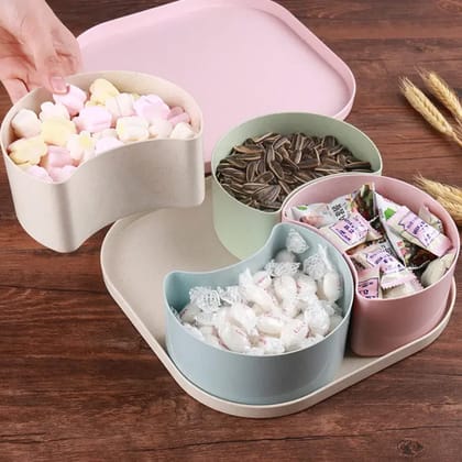 DHRUVINSRI Large Capacity Candy Box – 100% Food Grade BPA Free High Quality & Durable Plastic, Space-Saving Design with Divided Compartments for Storing Food, Snacks, and Fruit, stylish for Living Room or Dining Area Organization