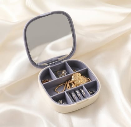Plastic Jewelry Storage Box With Built-in Mirror Multi-section (1 Pc)