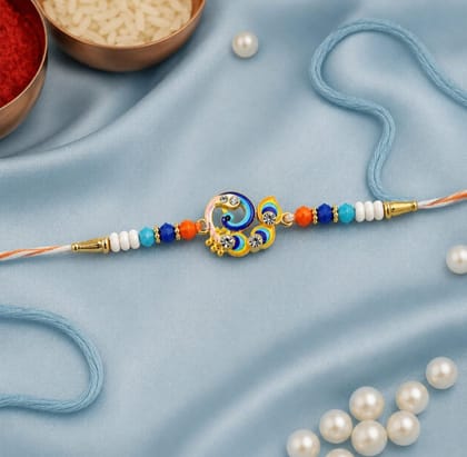 DHRUVINSRI Designer Peacock Rakhi – Elegant Festival Thread for Brother-1Pc