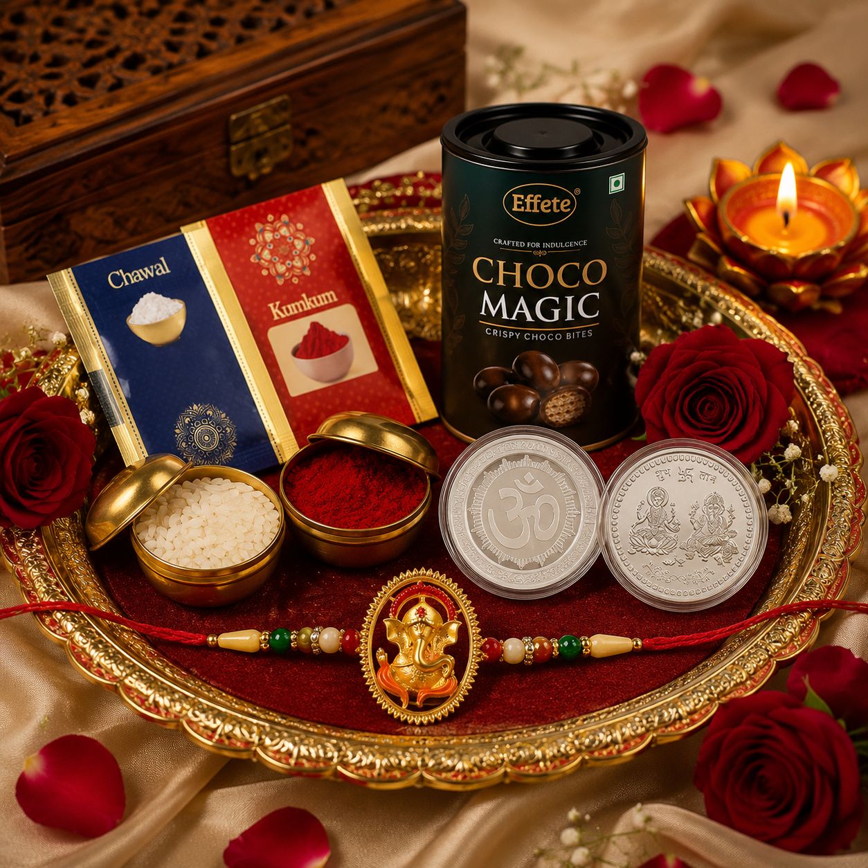 Dhruvinsri 5 Pc Rakhi Combo With Chocolate Almonds Rakhi Chocolate For Brother Fancy Rakhis For Men Stylish Rakhi With Gift Rakhi Combo Set Of 1 Chocolate