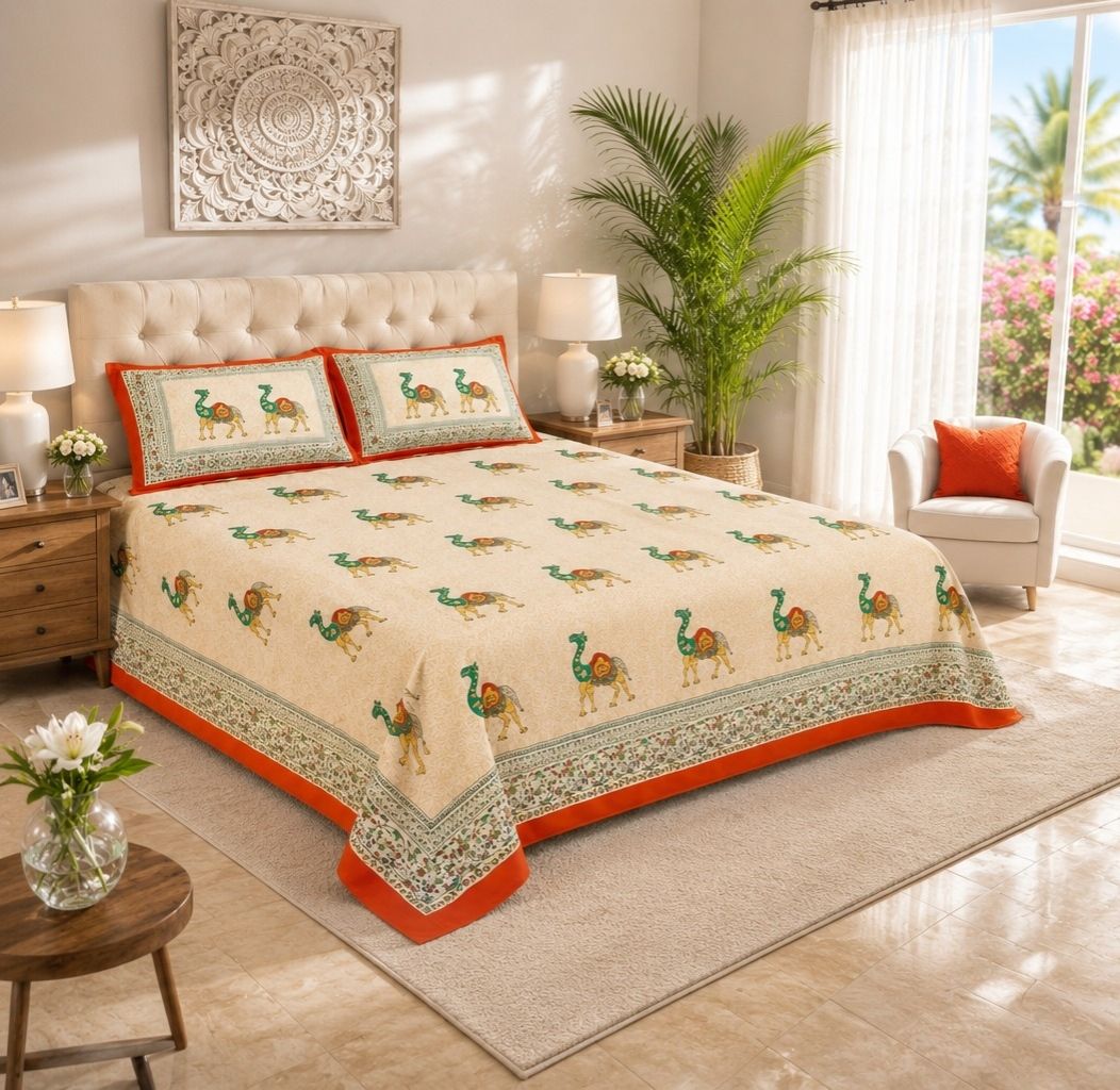 Royal Red Flare King Size Bed Bedsheets 90x108 Inches With 2 Pillow Covers 18 * 30 Inches, 144TC,Soft- 1 Set
