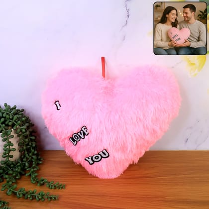 DHRUVINSRI Soft Plush Heart Shape Cushion With I Love You (1 Pc)