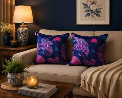 DHRUVINSRI Set of 2 Cotton Blend Cushion Covers 16 x 16 Inches, Square Floral Print Decorative Cushion Covers for Sofa, Living Room & Bedroom Home Decor