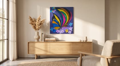 Original Acrylic Butterfly & Floral Painting by Priyanka Mathur | Hand-Painted Canvas Art | 8 x 10 Inches I Wall Art I Canvas Art