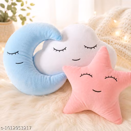 DHRUVINSRI Soft cushion for baby, kids & room decor set of 3 pcs moon cloud star (3 Pc)