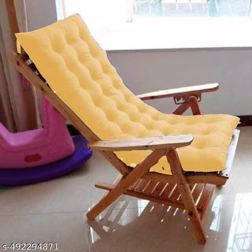 DHRUVINSRI Velvat Long Chair Pad Cushion For Rocking Chairs, Lounger Cushion For Indoor/Outdoor With Ties,Long Back & Seat, 16 X 48 Inches (Chair Not Included)-1 PC