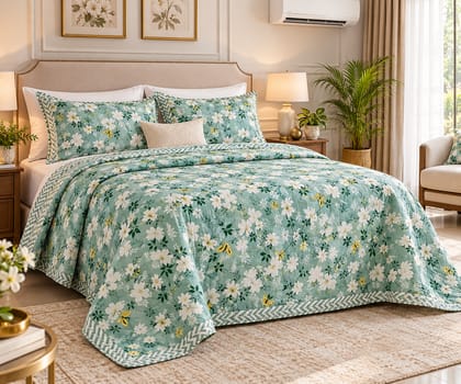 DHRUVINSRI Soft Cotton Blend AC Comforter, Lightweight, Reversible , Floral Print, Size 215*190*48, best for all season Ac room , travel and domestic use-1 pc