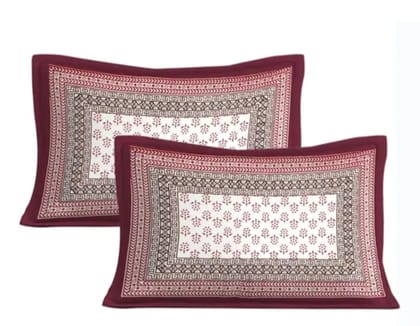 King Size Soft Cotton Bedsheet with 2 Pillow Covers,180TC, 90*100 Inches | Maroon & White Floral Printed Double Bed Sheet | Elegant Cotton Bedding Set