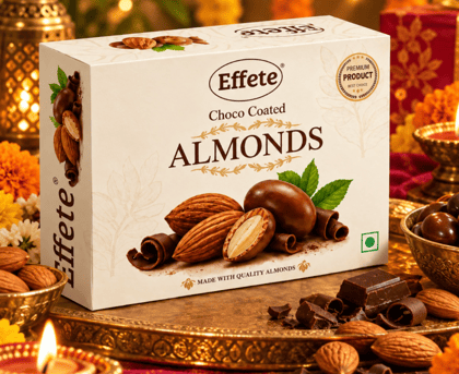 DHRUVINSRI Premium Effete Choco Coated Almonds Chocolate(32 Gm), Medium Sugar Coating,  More Nutty, Healthy - 50 Grams/Pack