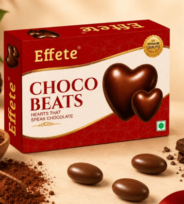 DHRUVINSRI Premium Effete Choco Beats Heart Shaped Chocolate (32 Gm), Medium Sugar Coating,  More Nutty, Healthy - 50 Grams/Pack