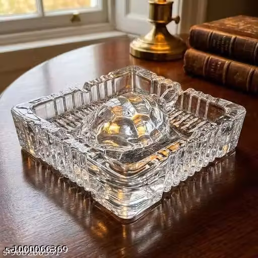 DHRUVINSRI Feng Shui Crystal Turtle Tortoise with Plate for Good Luck Prosperity Wealth | Clear Crystal Vastu Showpiece for Home Decor Office Table Decoration Gift Positive Energy(Export Quality)