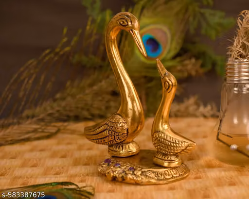 DHRUVINSRI Golden Crane Couple Decorative Showpiece, Vaatu Idol, Feng Shui Idol, Gift – Elegant Home & Office Décor-1 PC