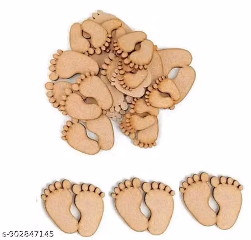 DHRUVINSRI MDF Wooden Cutout mdf feet Charan,Paduka, Laxmi Ji Charn paduka, pagla , Festival item Diwali , Navratri(pack of 25 Pair)