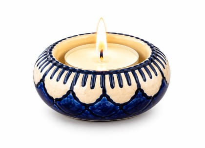 DHRUVINSRI Handmade Ceramic Diya & Tealight HolderI Reusable, Ecofriendly  | Decorative Multi-Purpose Festive Home Decor-6 Pc