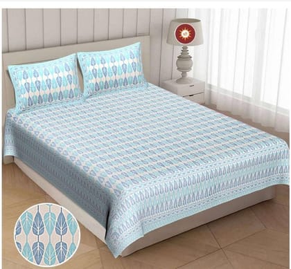 DHRUVINSRI Pure Cotton Hand Block Print Super King Size or XXXL Jumbo Size bedsheet I Blue Color Bedsheet Size 120"*120"t | 2 Pillow Covers-3 Pcs Set+free Bedsheet Storage Box