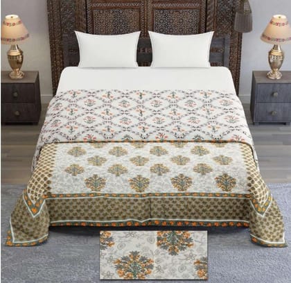 DHRUVINSRI Jaipur Hand Block Print AC Dohar Quilt 93×108 Inch, Revirsible , Cotton Mulmul– Traditional Indian Cotton Bed Cover, 1 Piece