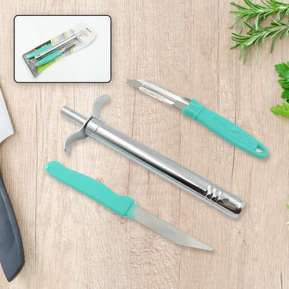 DHRUVINSRI 3-in-1 Kitchen Combo – Kitchen Lighter, Stainless Steel Knife, and Peeler for Complete Food Prep and Cooking Essentials