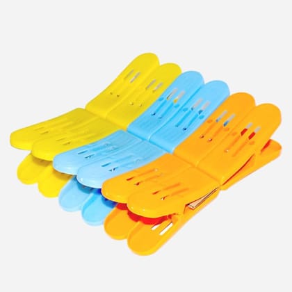 DHRUVINSRI Plastic Cloth Double Pin Clips for Cloth Dying Cloth (Multicolour) (Pack of 12)
