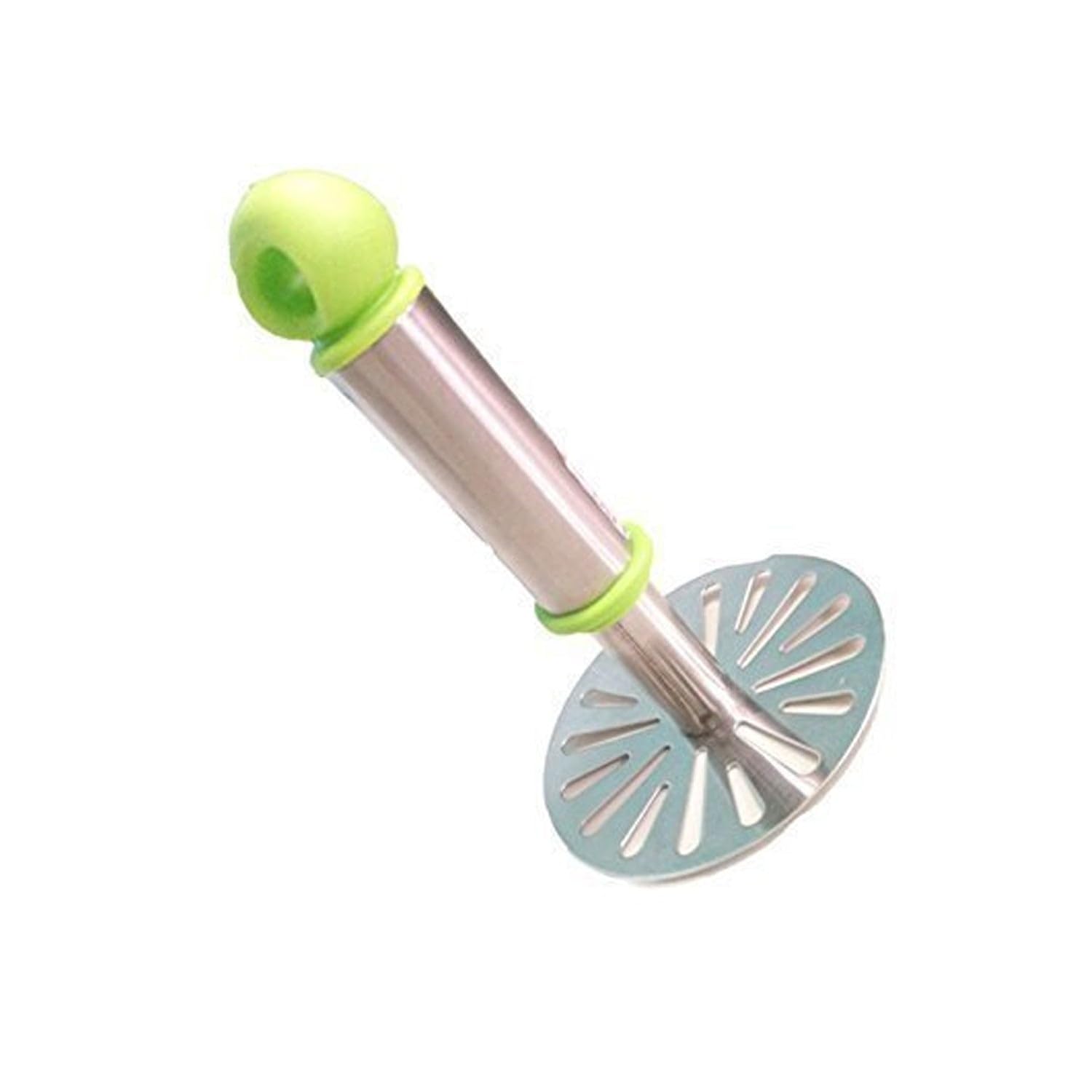 DHRUVINSRI Potato, Pav Bhaji Masher with Plastic Handle, Silver & Plastic - Oval Pav Masher, Potato 1-Piece, Smasher Handle, Multicolor