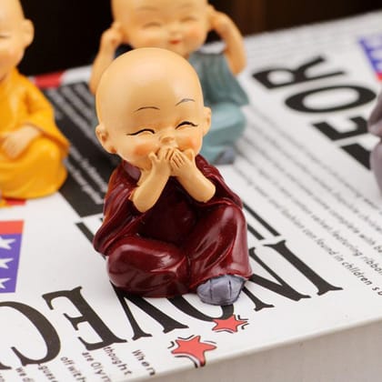 DHRUVINSRI Baby Buddha Showpiece Set of 4 – Safe, Simple, and Multicolor Figurines to Enhance Your Home Décor and Bring Tranquility