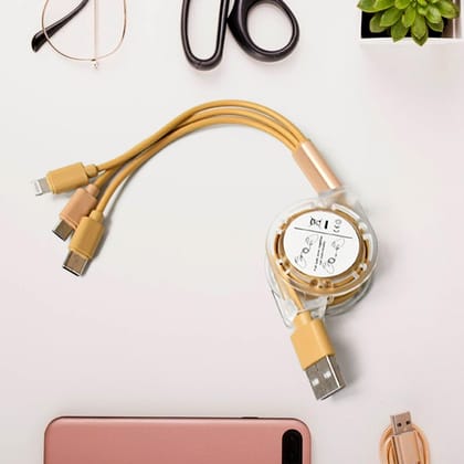 DHRUVINSRI Retractable 3 in 1 Multi Charging Cable, Compatible with Phone/Type C/Micro USB Android and Other Mobile Devices (1 Pc)