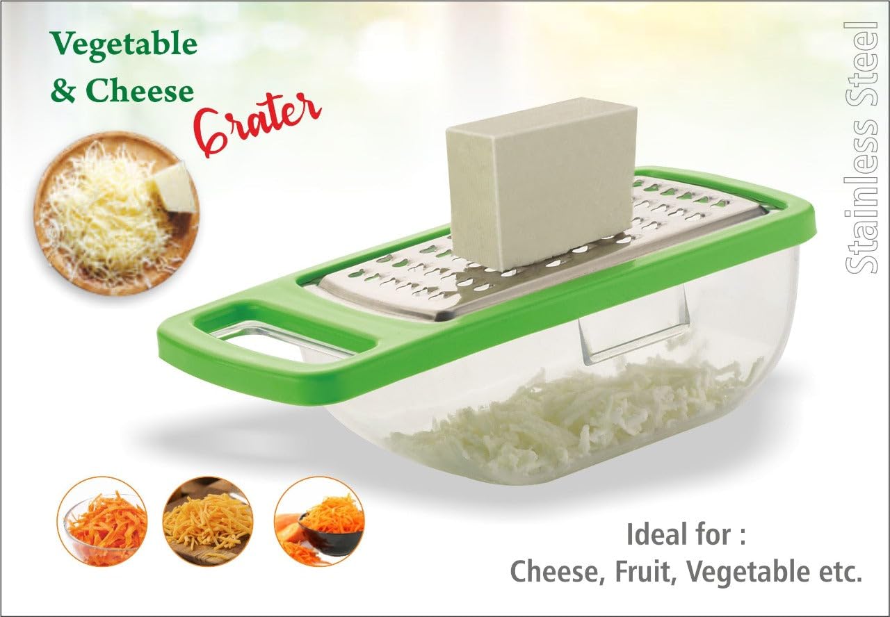 DHRUVINSRI 3-in-1 Cheese Grater/Slicer/Chopper with Stainless Steel – Ideal for Quick Cheese Prep and More