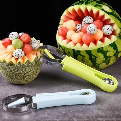 DHRUVINSRI 4-in-1 Stainless Steel Fruit Baller & Scooper Versatile Multi-Function Tool for Melon, Fruit, and Vegetable Shaping, Better for Garnishes, Salads, and Desserts