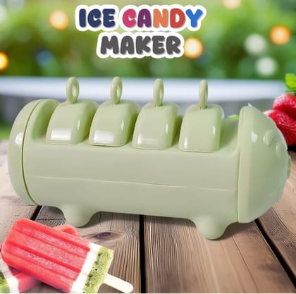 DHRUVINSRI Plastic Ice Candy Maker with 4 Compartments – Multifunctional Grid Mold for Homemade Kulfi, Ice Lollies, and Frozen Treats (1 Pc- Multicolor)
