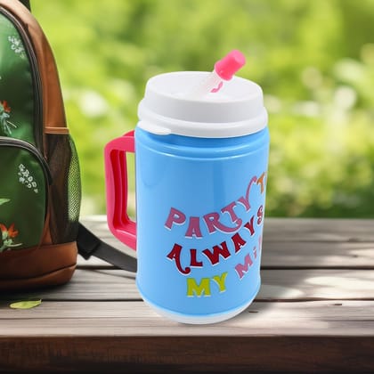 DHRUVINSRI 709 ML Insulated Mug with Lid, Handle, and Flexible Straw Cap