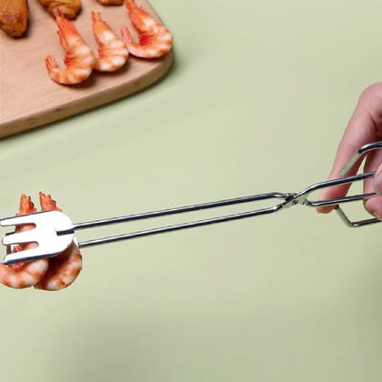 DHRUVINSRI 31cm Multi-Functional Metal BBQ Tongs – Clamp for Charcoal Handling, Serving, and Garbage, for Outdoor Grilling and Cooking Tasks